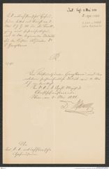 k.k. naturhistorisches Hofmuseum, Intendanzakten 1885-1896 (Hauer), Aktenzahl Z.291/1888, Seite 1